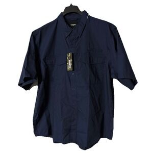 NWT CQR Gear Tactical Series Mens Short Sleeve Navy Blue Button Up Shirt 2XL